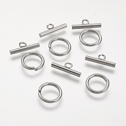 Stainless Steel Color 304 Stainless Steel Toggle Clasps, Stainless Steel Color, toggle: 15x2mm, Hole: 11mm, Bar: 20x7x3mm, Hole: 3mm.
