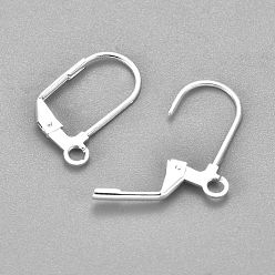 Silver 304 Stainless Steel Earrings, Leverback Earring Findings, with Loop, Silver, 18x12x1.5mm, Hole: 2mm, Pin: 0.8mm