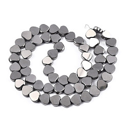 Silver Electroplate Glass Beads Strands, Heart, Silver, 9.5x10.5x3mm, Hole: 0.8mm, about 60pcs/strand, 21.65 inch(55cm)