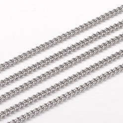 Stainless Steel Color 304 Stainless Steel Curb Chains, Twisted Chains, Unwelded, Stainless Steel Color, 3x2x0.6mm