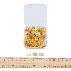 Golden Iron Ribbon Crimp Ends, Lead Free, Golden, 7x10mm, Hole: 2mm, 100pcs/box