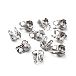 Stainless Steel Color 304 Stainless Steel Smooth Surface Bead Tips, Calotte Ends, Clamshell Knot Cover, Stainless Steel Color, 4x2mm, Hole: 1mm, Inner Diameter: 1.5mm