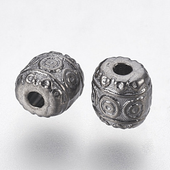 Gunmetal Tibetan Style Alloy Beads, Lead Free & Cadmium Free, Barrel, Gunmetal, 6x6mm, Hole: 1.6mm