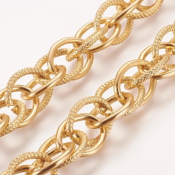 Gold Aluminum Double Link Chains, Unwelded, Gold, Size: Chains: about 19mm long, 15mm wide, 2mm thick