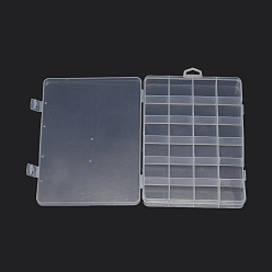 Clear Plastic Bead Storage Containers, 24 Compartments, Rectangle, Clear, 190x135x22mm