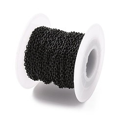 Black 304 Stainless Steel Cable Chains, Unwelded, with Spool, Oval, Electrophoresis Black, 3x2.4x0.6mm, about 32.8 Feet(10m)/roll