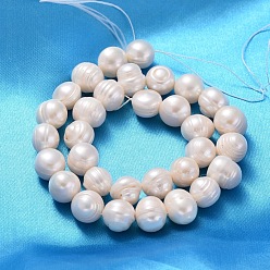 Creamy White Natural Cultured Freshwater Pearl Beads Strands, Potato, Creamy White, 12~13mm, Hole: 1mm,  about 18pcs/strand, 13.77 inch~14.17 inch