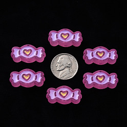Medium Violet Red Transparent Acrylic Beads, with Enamel, Frosted, Candy, Medium Violet Red, 13.5x26.5x9.5mm, Hole: 3mm