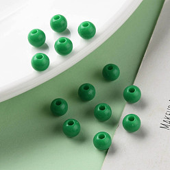 Vert Perles acryliques opaques, ronde, verte, 6x5mm, Trou: 1.8mm, environ4400 pcs / 500 g