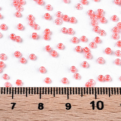 Pale Violet Red 12/0 Glass Seed Beads, Transparent Inside Colours Luster, Round Hole, Round, Pale Violet Red, 12/0, 2~2.5x1.5~2mm, Hole: 0.8mm, about 30000pcs/bag