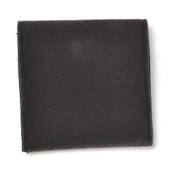 Black Square Velvet Jewelry Bags, with Snap Fastener, Black, 6.7~7.3x6.7~7.3x0.95cm