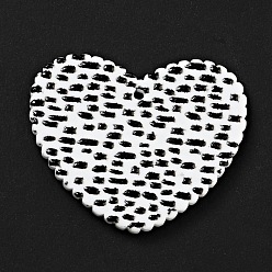 Noir Pendentifs acryliques imprimés, coeur avec motif à pois, noir, 26x31.5x2mm, Trou: 1.5mm