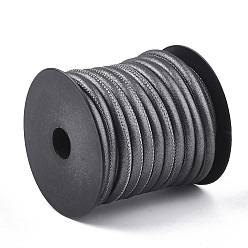 Dark Gray PU Leather Cords, Dark Gray, 5.5~6mm, about 10.93 yards(10m)/roll