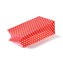 Orange Red Rectangle Kraft Paper Bags, None Handles, Gift Bags, Polka Dot Pattern, Orange Red, 13x8x24cm