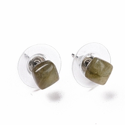 Labradorite Natural Labradorite Ear Studs, with 304 Stainless Steel Ear Studs, 15.5x6x6mm, Pin: 0.6mm