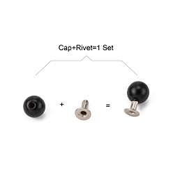 Black ABS Plastic Imitation Pearl Rivet Studs, with Iron Findings, Black, 6mm, Finding: 4x5mm