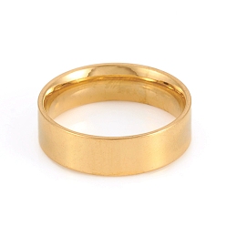 Golden 201 Stainless Steel Flat Plain Band Rings, Wide Band Rings, Golden, US Size 8, Inner Diameter: 18mm, 6mm