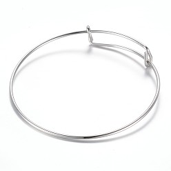 Stainless Steel Color Adjustable 304 Stainless Steel Expandable Bangle Making, Stainless Steel Color, 2-1/2 inch(63~65mm)