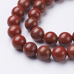 FireBrick Natural Red Jasper Round Beads Strands, FireBrick, 10mm, Hole: 1mm, about 38pcs/strand, 15.5 inch