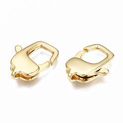 Real 16K Gold Plated Brass Lobster Claw Clasps, Nickel Free, Real 16K Gold Plated, 19.5x15x4.5mm, Hole: 1.8mm