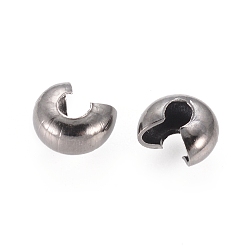 Gunmetal Iron Crimp Beads Covers, Nickel Free, Gunmetal, 5mm In Diameter, Hole: 1.5~1.8mm