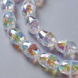 Clear AB Glass Imitation Austrian Crystal Beads, Faceted Half Oval, Clear AB, 8x6.5mm, Hole: 1mm