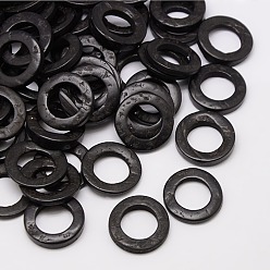 Black Dyed Wood Jewelry Findings Coconut Linking Rings, Black, 20~23x2~5mm