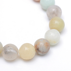 Flower Amazonite Round Natural Flower Amazonite Bead Strands, 8~9mm, Hole: 1mm, about 46pcs/strand, 15.3 inch