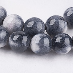 Gris Foncé Perles naturelles, perles de jade , ronde, teint, gris foncé, 8mm, Trou: 1mm