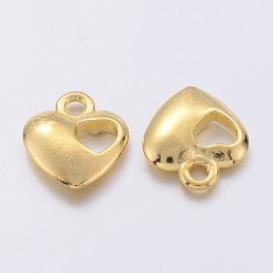 Golden Alloy Pendants, Cadmium Free & Lead Free, Heart Charms, Golden, 13x11x3mm, Hole: 1.5mm
