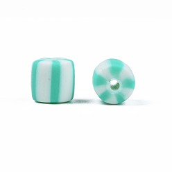 Turquoise Handmade Polymer Clay Bead Strands, Column, Turquoise, 6x6mm, Hole: 1.5mm, about 63pcs/strand, 15.55 inch~15.94 inch(39.5~40.5cm)