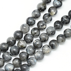 Larvikite Brins de perles de larvikite naturelles, ronde, 12~13mm, Trou: 1mm, Environ 32 pcs/chapelet, 15.7 pouce