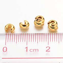 Golden Iron Crimp Beads Covers, Cadmium Free & Nickel Free & Lead Free, Golden, 4mm In Diameter, Hole: 1.5~1.8mm