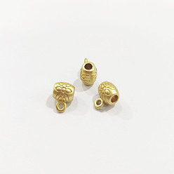 Real 18K Gold Plated Alloy Tube Bails, Loop Bails, Real 18K Gold Plated, 8x6x5mm, Hole: 1mm, Inner Diameter: 2mm