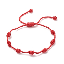 Red Nylon Braided Knot Cord Bracelet, Lucky Adjustable Bracelet for Kids, Red, Inner Diameter: 1-1/4~3-1/8 inch(3.2~7.8cm)