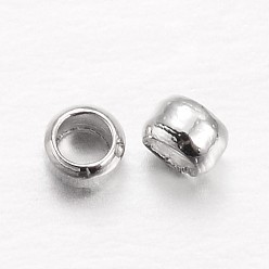 Platinum Rondelle Brass Crimp Beads, Platinum, 2x1mm, Hole: 1mm, about 10000pcs/100g