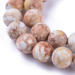 BurlyWood Natural Imperial Jasper Beads Strands, Dyed, Round, BurlyWood, 8mm, Hole: 1mm, about 47~48pcs/strand, 15.1 inch(38.5cm)