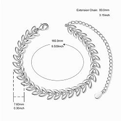 Platine Bracelets à maillons en laiton Shegrace, feuille, platine, 6-1/2 pouce (16.5 cm)