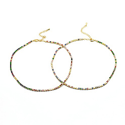 Золотой Латунные теннисные ожерелья, с цепочками из кубического циркония и застежками из лобстера, золотые, 14.37 дюйм (36.5 см)