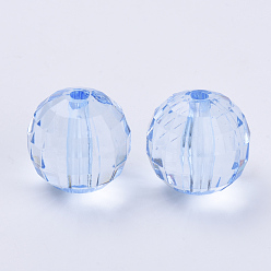 Light Steel Blue Transparent Acrylic Beads, Faceted, Round, Light Steel Blue, 8x8mm, Hole: 1.5mm, about 1770pcs/500g