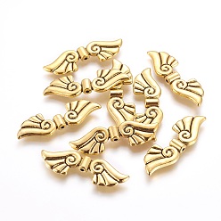 Antique Golden Tibetan Style Alloy Beads, Cadmium Free & Lead Free & Nickel Free, Wing, Antique Golden, 14x44x4mm, Hole: 2mm