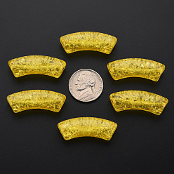 Золотистый Прозрачных бусин акриловые треск, изогнутая трубка, золотые, 35x11.5x13.5 мм, отверстие : 3.5 мм, Около 148 шт / 500 г
