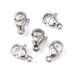 Stainless Steel Color 304 Stainless Steel Lobster Claw Clasps, Parrot Trigger Clasps, Stainless Steel Color, 9x6x3mm, Hole: 1mm