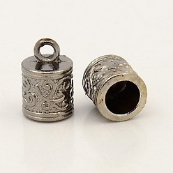 Gunmetal Tibetan Style Cord Ends, Column, Lead Free and Cadmium Free, Gunmetal, 13x8.5x8.5mm, Hole: 2mm