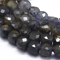 Iolite Natural Iolite Beads Strands, with Gold Point, Gradient Style, Square, Faceted, 4x4x4mm, Hole: 0.7mm, about 80pcs/Strand, 15.55 inch(39.5cm)