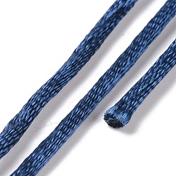Medium Blue Macrame Rattail Chinese Knot Making Cords Round Nylon Braided String Threads, Satin Cord, Medium Blue, 2mm, about 10.93 yards(10m)/roll