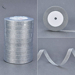 Silver Glitter Metallic Ribbon, Sparkle Ribbon, Silver, 1/2 inch(12~13mm), about 25yards/roll, 10rolls/group