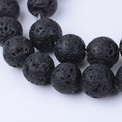 Lava Rock Natural Lava Rock Beads Strands, Round, 8~8.5mm, Hole: 1mm, about 47pcs/strand, 15.5 inch