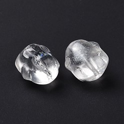 Clear Transparent Czech Glass Beads, Rabbit, Clear, 17.5x15x11.5mm, Hole: 1.4mm