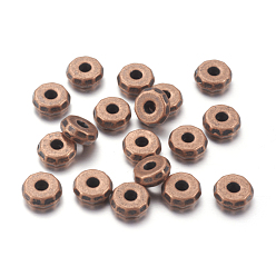 Red Copper Tibetan Style Spacer Beads, Cadmium Free & Lead Free, Rondelle, Red Copper, 8x3mm, Hole: 2mm